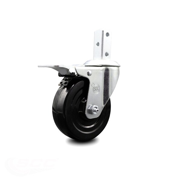 4 Inch Hard Rubber Swivel 3/4 Inch Square Stem Caster with Total Lock Brake SCC